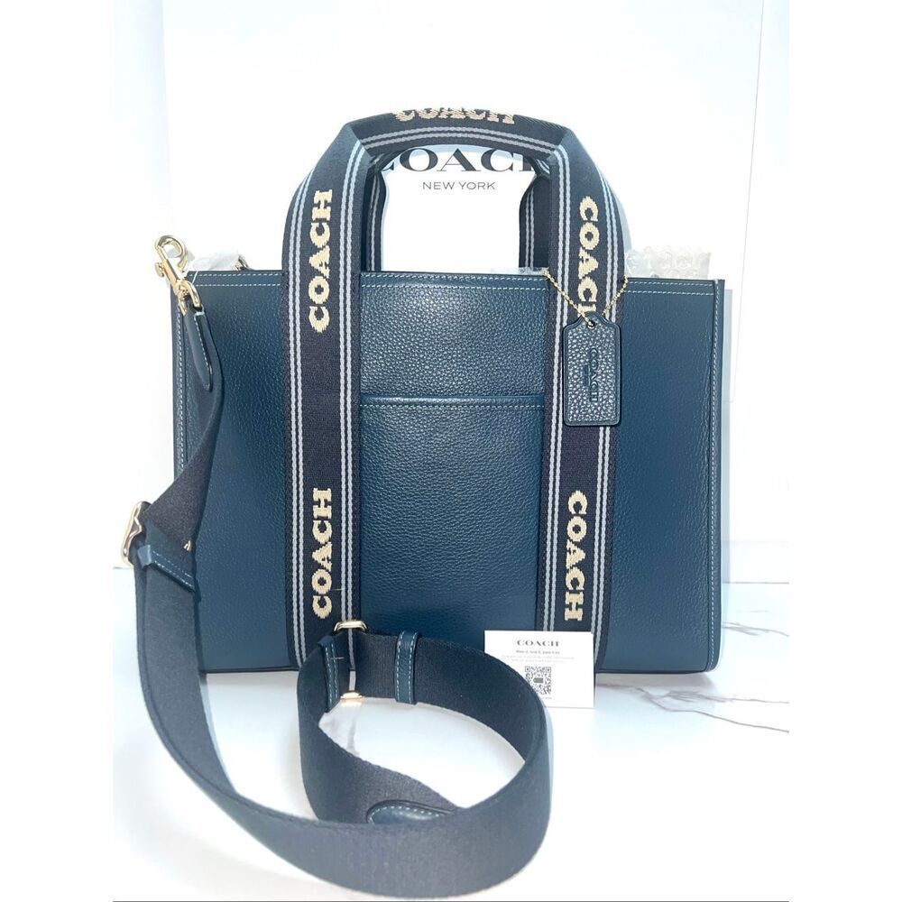 🔥🎁NWT! Coach Smith Tote Handbag Pebble Leather Denim Blue CBM10 Msrp:$428.00 - Picture 6 of 11